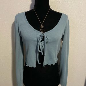 Cropped Tie-Front Top